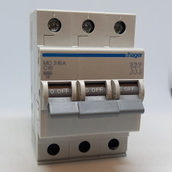 Automatinis jungiklis 3P C16A 6kA Hager MC316A