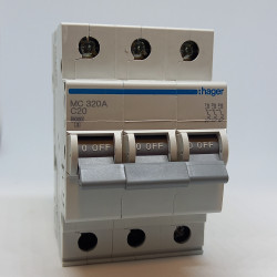 Automatinis jungiklis 3P C20A 6kA Hager MC320A