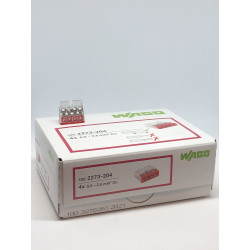 Raudona 4 laidų jungtis WAGO 2273-204, 0.5-2.5mm2, 24A,100vnt